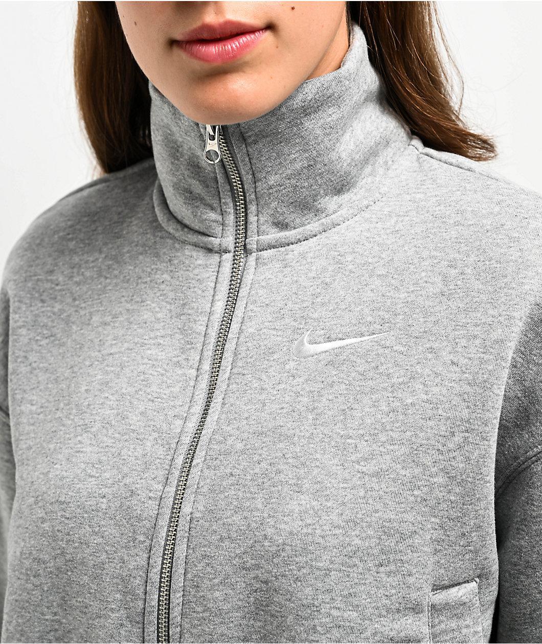 Nike Sportswear Phoenix Fleece Heather Grey Oversized Zip Track Jacket Product Image