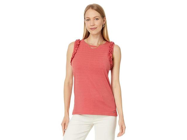 Tommy Hilfiger Sleeveless Ruffle Tank (Mineral ) Women's Clothing Product Image