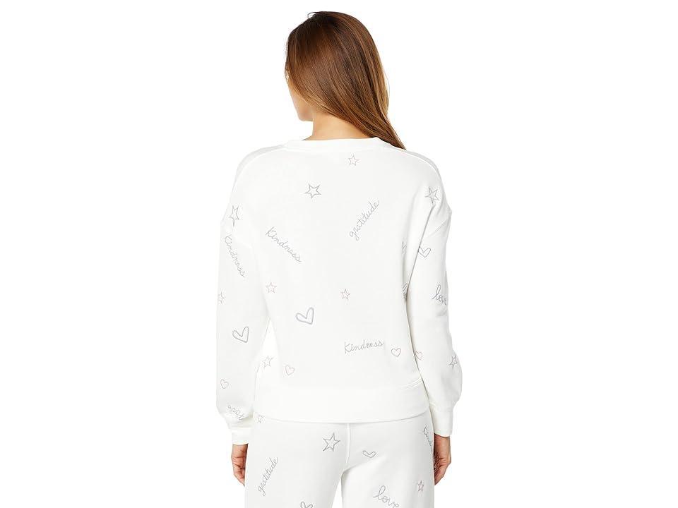 Splendid Virtue Embroidered Sweatshirt (Ivory) Women's Clothing Product Image