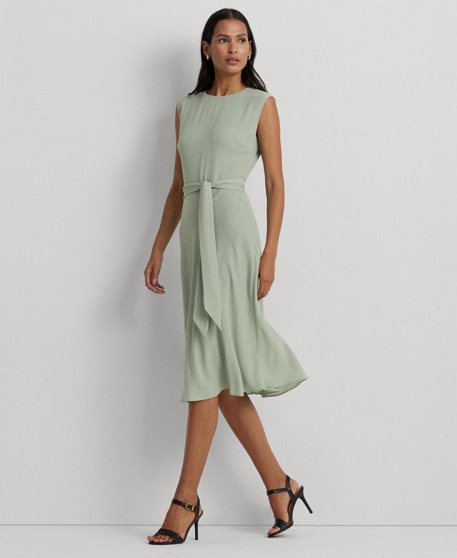 LAUREN Ralph Lauren Belted Bubble Crepe Dress (Lighthouse Navy 2) Women's Dress Product Image