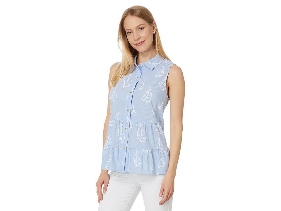 Lilly Pulitzer Breah Sleeveless Button-Down (Resort White A Lil Nauti Pigment Print) Women's Clothing Product Image