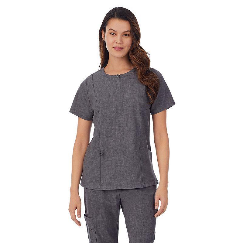 Womens Cuddl Duds Scrubs Henley Top With 2 Pockets Ceil Grey Product Image