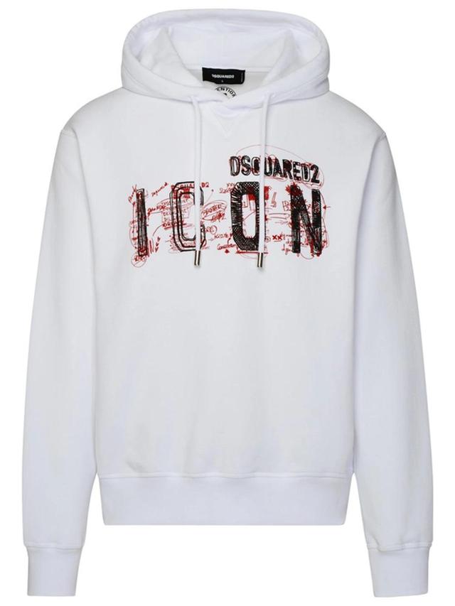 DSQUARED2 Logo Printed Drawstring Hoodie In White Product Image