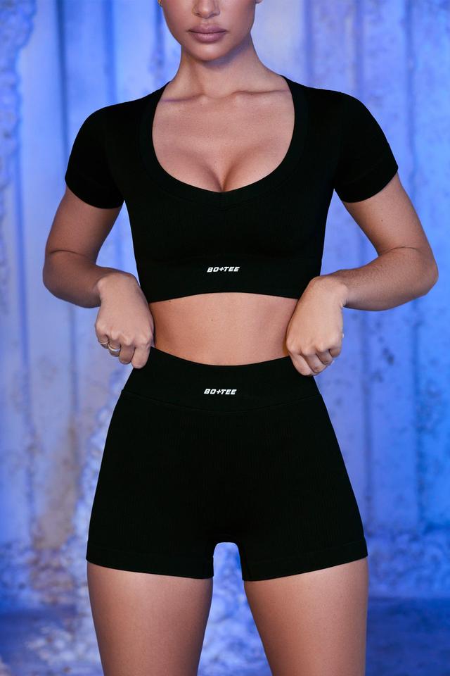 Ribbed Mini Shorts in Black Product Image