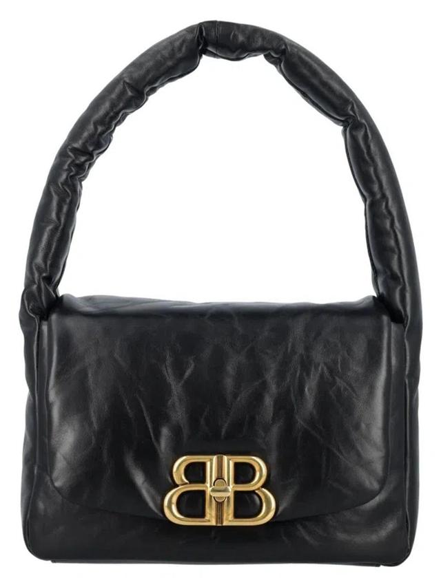 BALENCIAGA Black Monaco Small Leather Shoulder Bag Product Image