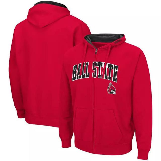 Mens Colosseum Cardinal Ball State Cardinals Arch & Logo 3.0 Full-Zip Hoodie Product Image