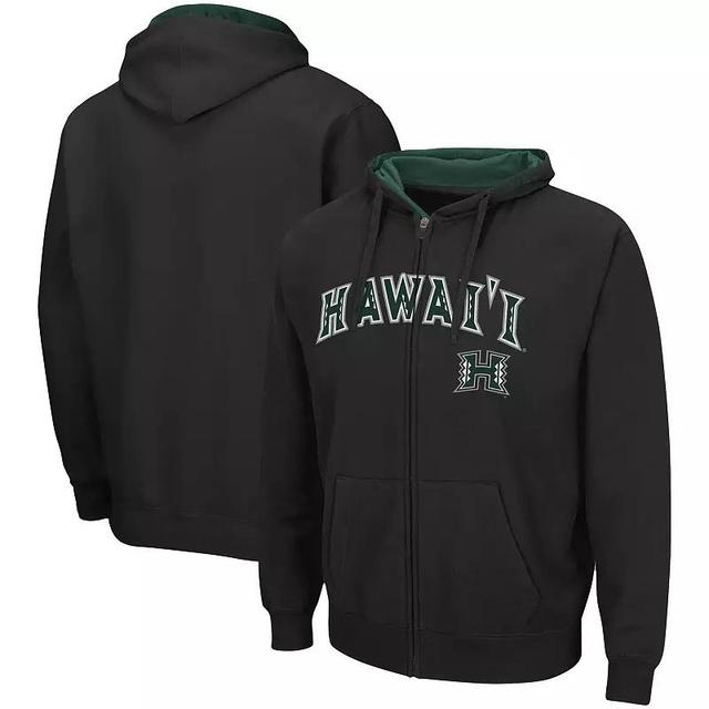 Mens Colosseum Black Hawaii Warriors Arch & Logo 3.0 Full-Zip Hoodie Product Image