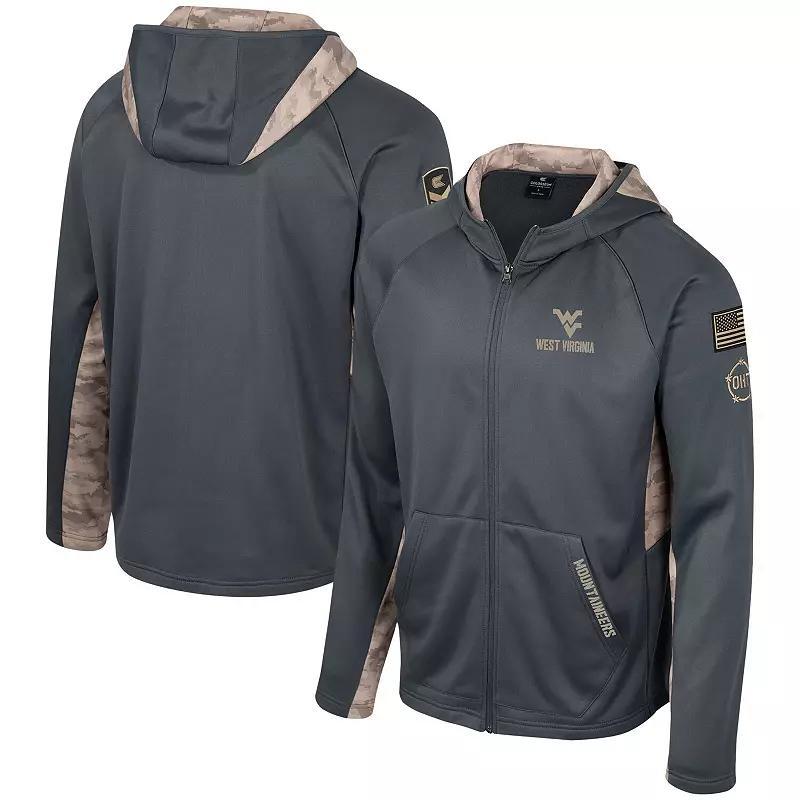 Mens Colosseum Charcoal Iowa Hawkeyes OHT Military Appreciation Camo Raglan Full-Zip Hoodie Product Image