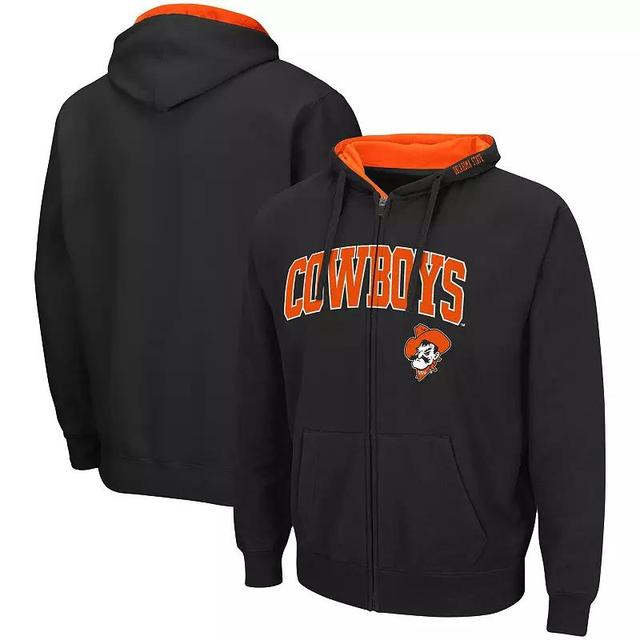 Mens Colosseum Charcoal Oklahoma State Cowboys Arch & Logo 3.0 Full-Zip Hoodie Product Image