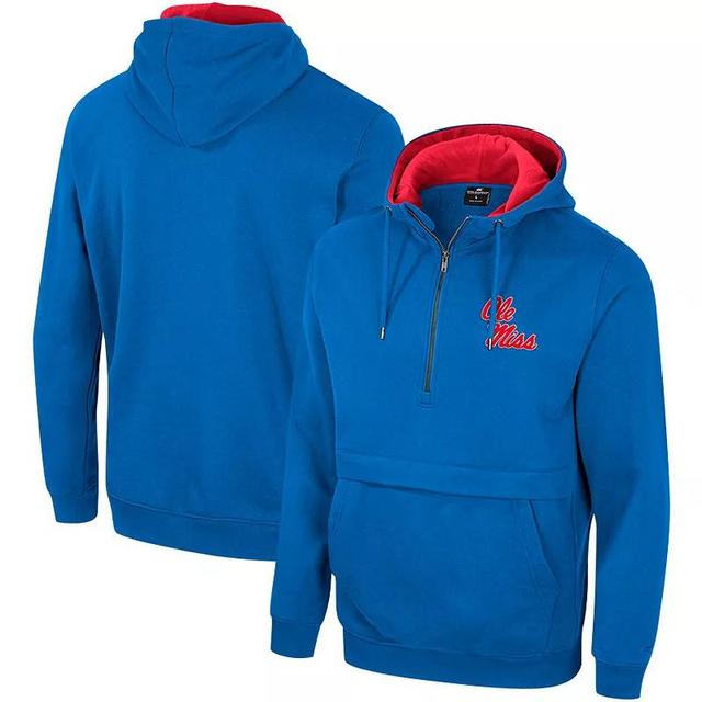 Mens Colosseum Powder Blue Ole Miss Rebels Half-Zip Hoodie Product Image