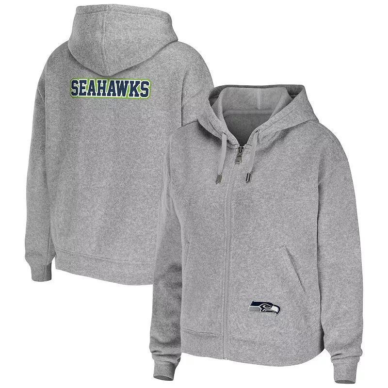 Womens WEAR by Erin Andrews Heathered Gray Seattle Seahawks Team Full-Zip Hoodie Blue Product Image