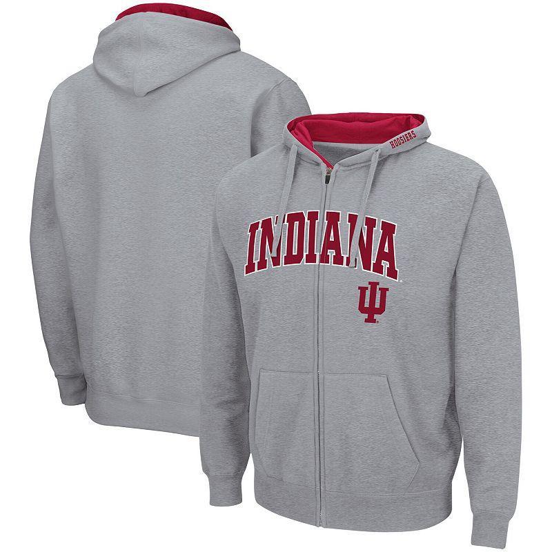 Mens Colosseum Heathered Gray Indiana Hoosiers Arch & Logo 3.0 Full-Zip Hoodie Product Image