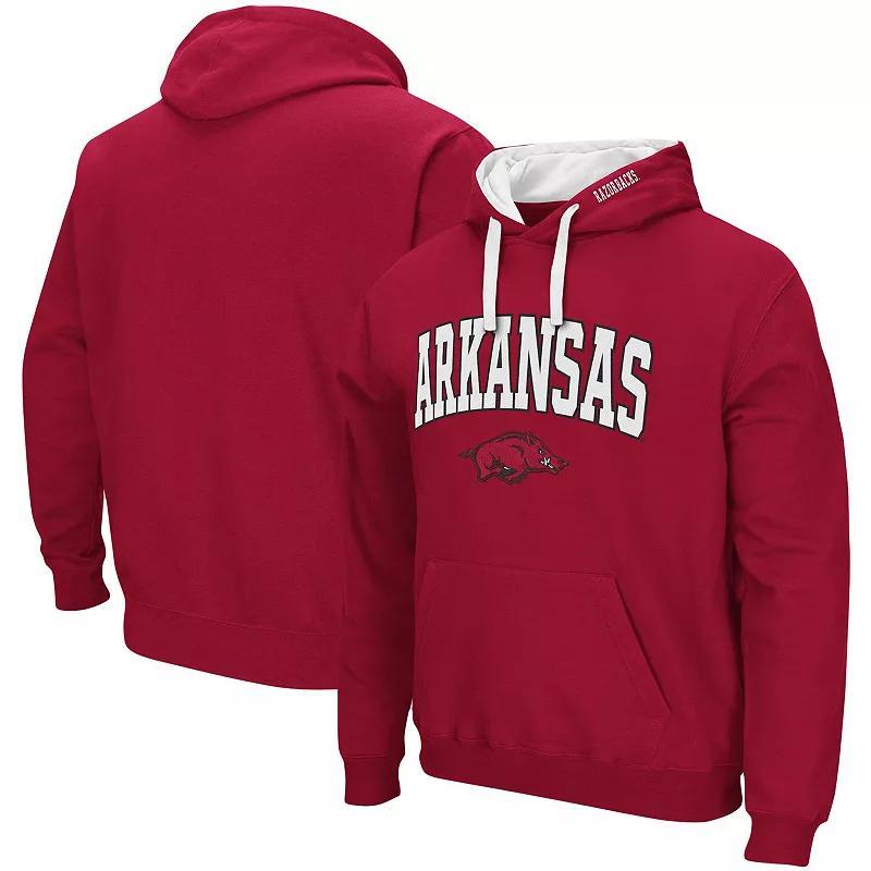 Mens Colosseum Cardinal Arkansas Razorbacks Big & Tall Arch & Logo 2.0 Pullover Hoodie Product Image