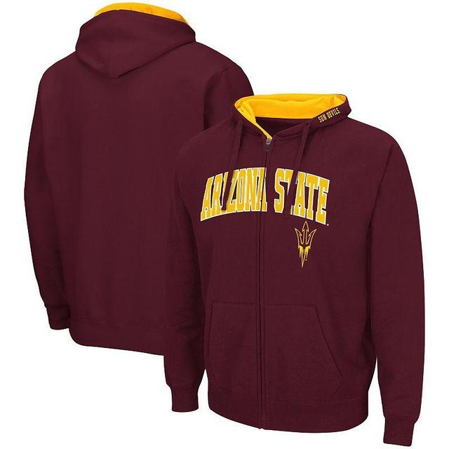 Mens Colosseum Maroon Arizona State Sun Devils Arch & Logo 3.0 Full-Zip Hoodie Product Image