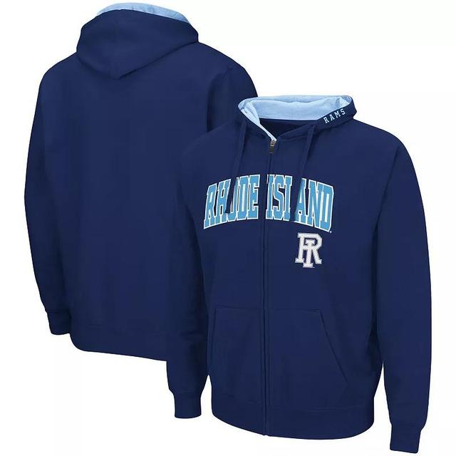 Mens Colosseum Navy Rhode Island Rams Arch & Logo 3.0 Full-Zip Hoodie Uri Blue Product Image