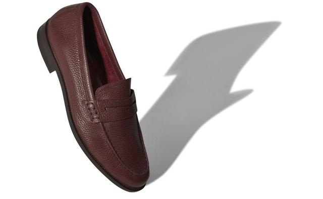 PERRY Dark Red Calf Leather Penny Loafers Product Image