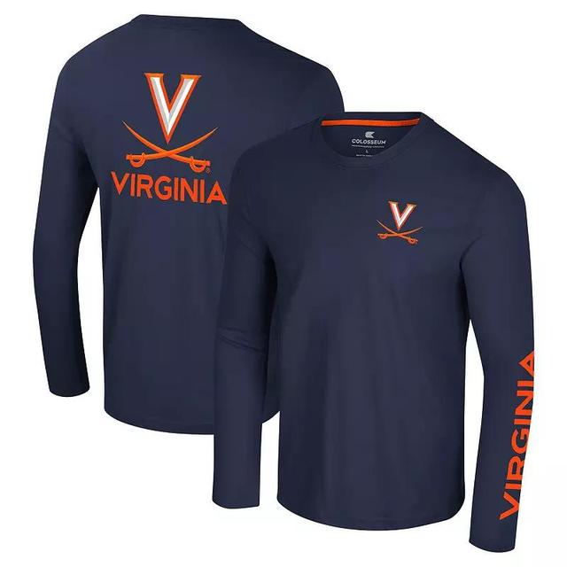 Mens Colosseum Virginia Cavaliers Logo Lockup 3-Hit Active Blend Long Sleeve T-Shirt Blue Product Image