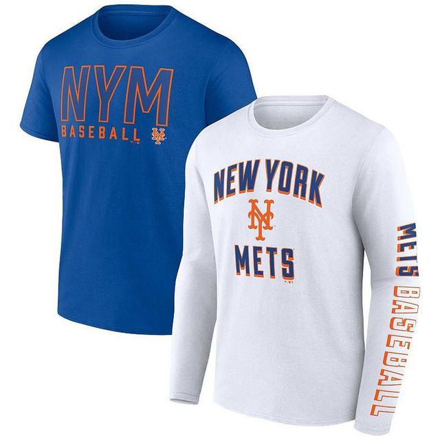 Mens Fanatics Branded Royal/White New York Mets Two-Pack Combo T-Shirt Set Product Image