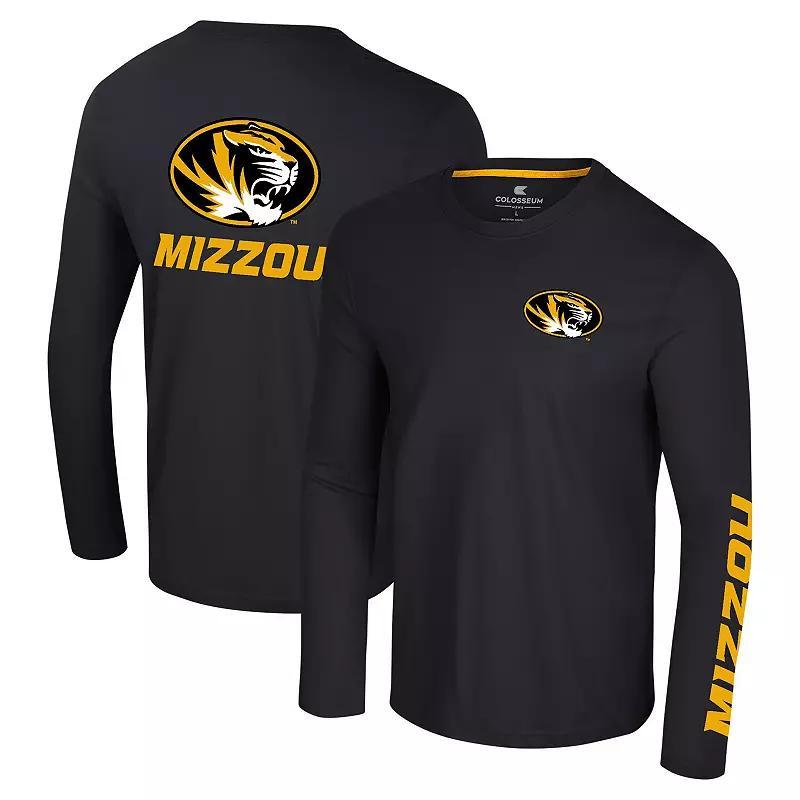 Mens Colosseum Missouri Tigers Logo Lockup 3-Hit Active Blend Long Sleeve T-Shirt Product Image