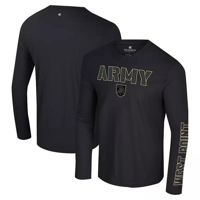 Mens Colosseum Black Army Black Knights Color Pop Active Blend 2-Hit Long Sleeve T-Shirt Product Image