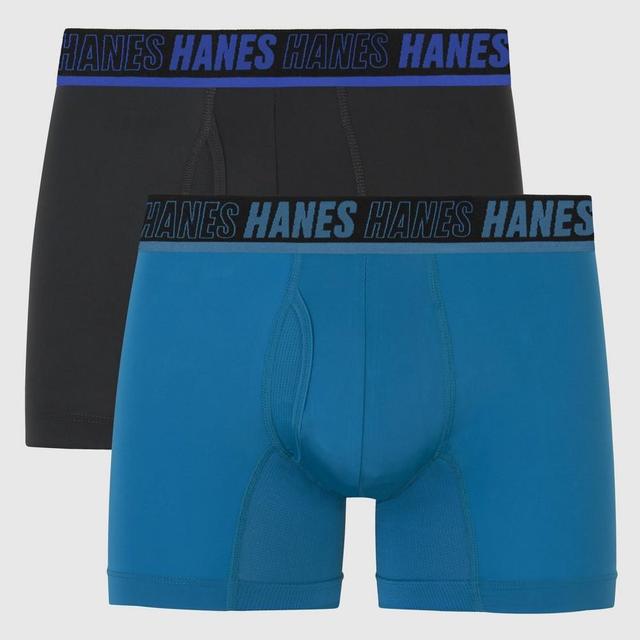 Hanes Moves Premium Mens Trunks 2pk - Blue/Black Product Image