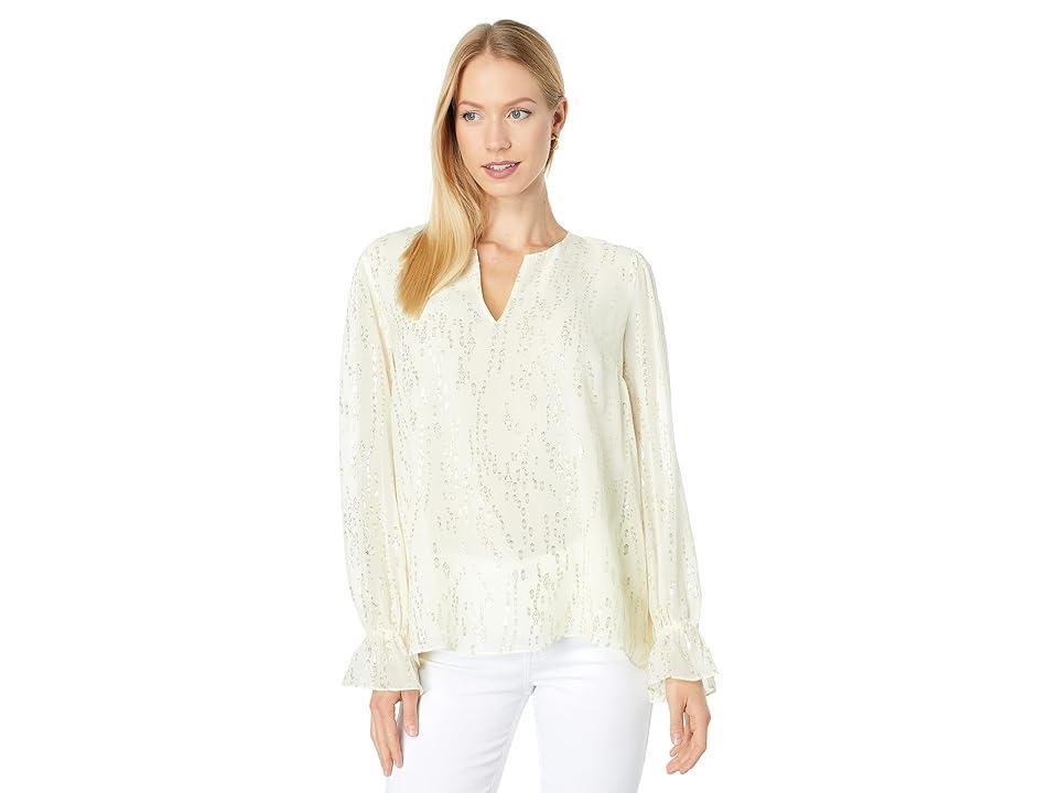 Lilly Pulitzer Ellarey Silk Top (Coconut Fish Clip Chiffon) Women's Clothing Product Image