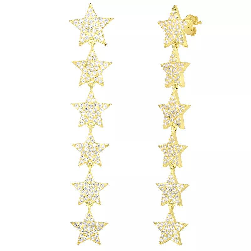 Sunkissed Sterling 14k Gold Over Silver Cubic Zirconia Star Drop Earrings, Womens, Gold Tone Product Image