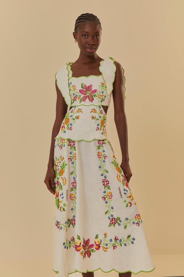 Off-White Tropical Romance Maxi Dress, TROPICAL ROMANCE WHITE / L Product Image