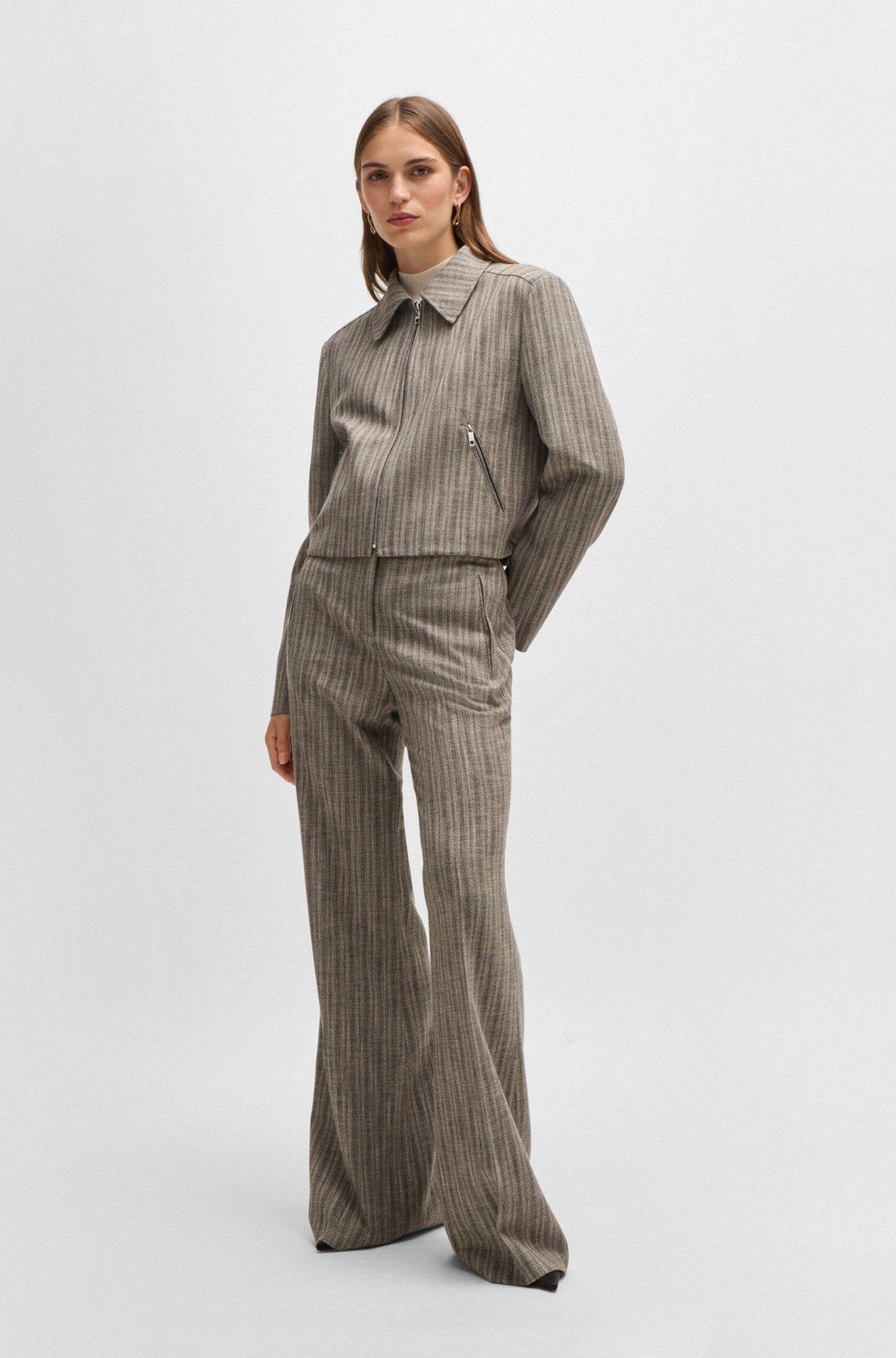 Regular-fit trousers in striped stretch cloth Product Image