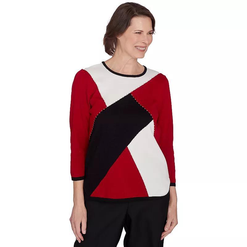 Petite Alfred Dunner Colorblock Beaded Top, Womens Product Image