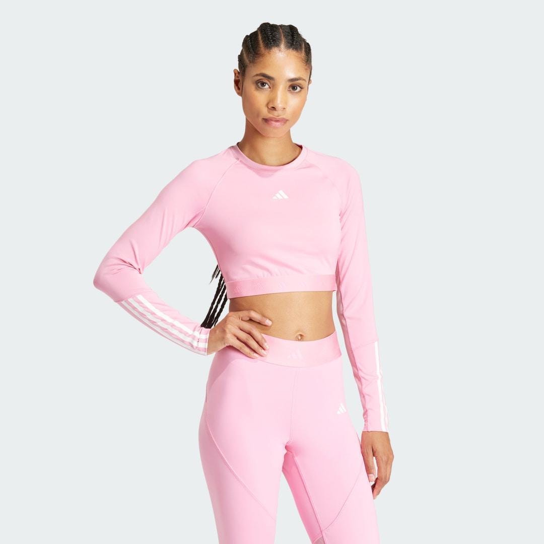 adidas Hyperglam Training Crop Long Sleeve Tee Bliss Pink F22 S Womens Product Image