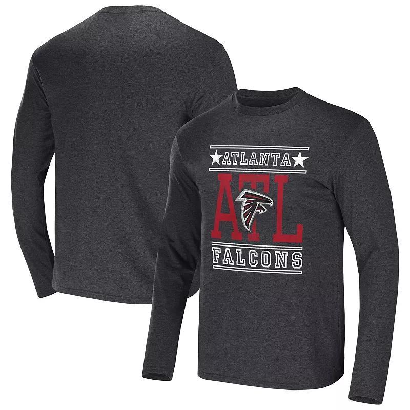 Mens NFL x Darius Rucker Collection by Fanatics Heathered Charcoal Atlanta Falcons Long Sleeve T-Shirt Blue Product Image