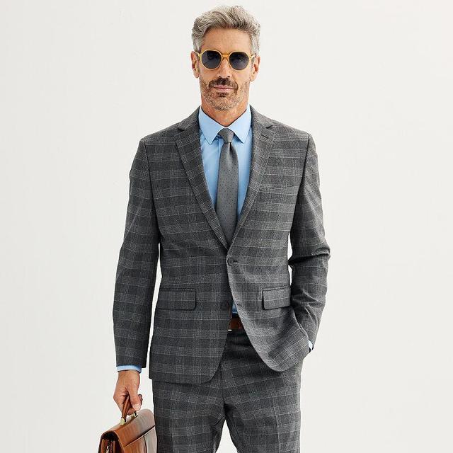 Mens Apt. 9 Premier Flex Performance Slim-Fit Washable Suit Jacket Grey Gray Plaid Product Image