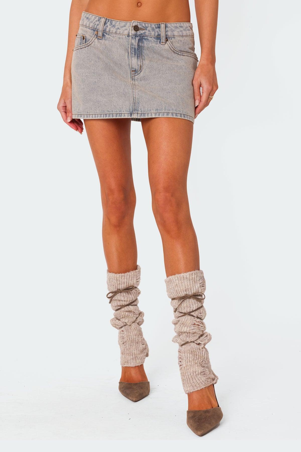 Vintage Washed Denim Mini Skirt Product Image