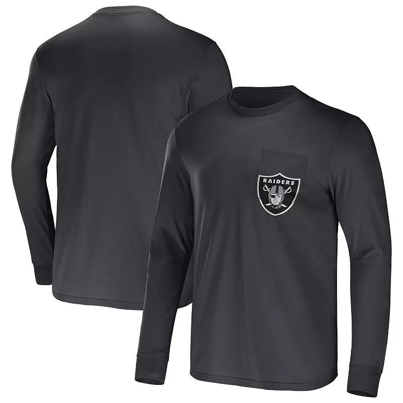 Mens NFL x Darius Rucker Collection by Fanatics Charcoal Las Vegas Raiders Team Long Sleeve T-Shirt Grey Product Image