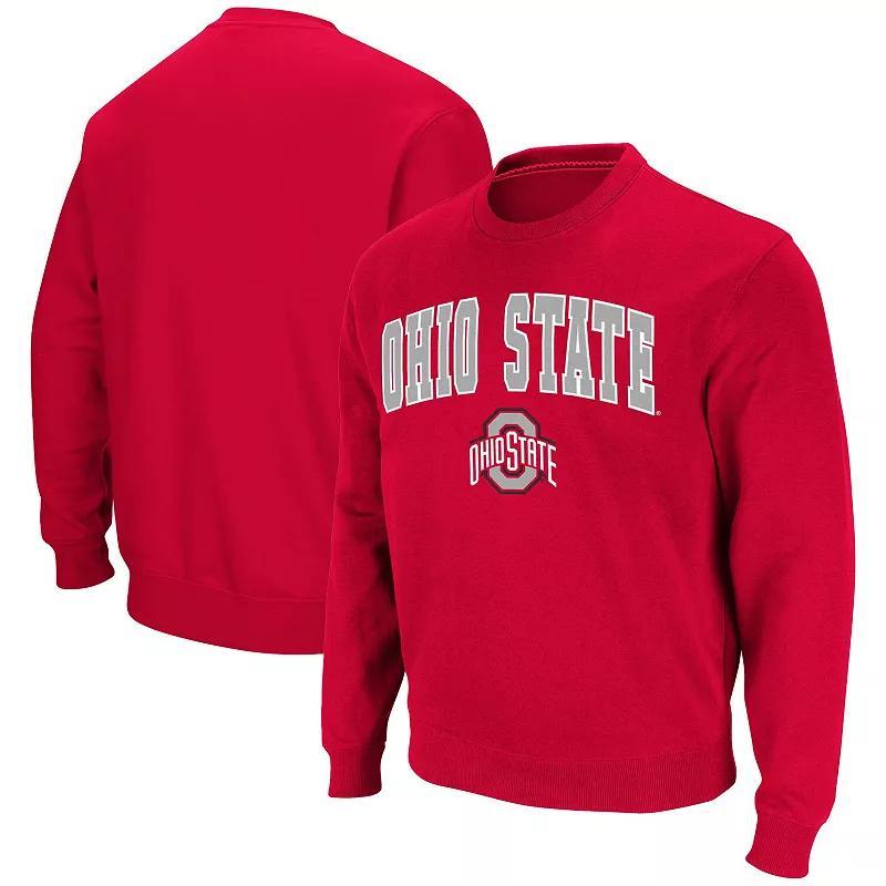 Mens Colosseum Scarlet Ohio State Buckeyes Team Arch & Logo Tackle Twill Pullover Sweatshirt Red Product Image