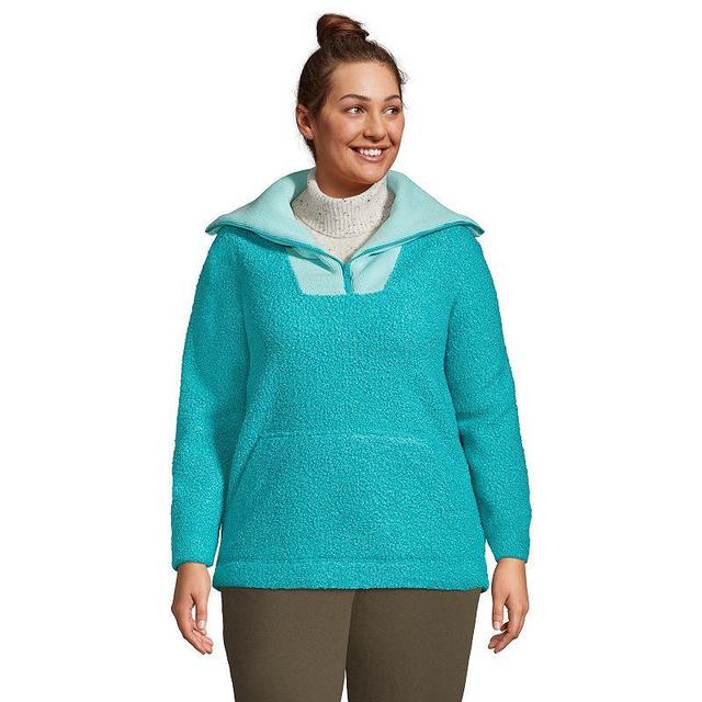 Plus Size Lands End Cozy Boucle Fleece Sweatshirt, Womens Peacock Blue Product Image