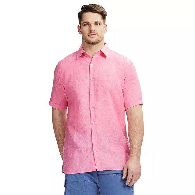 Big & Tall IZOD Linen Blend Short Sleeve Button-Down Shirt, Mens Product Image