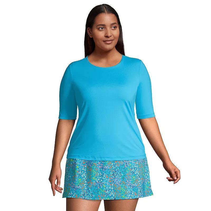 Plus Size Lands End UPF 50 Elbow-Sleeve Rash Guard Swim Tee, Womens, Size: 2XL, Pink Product Image