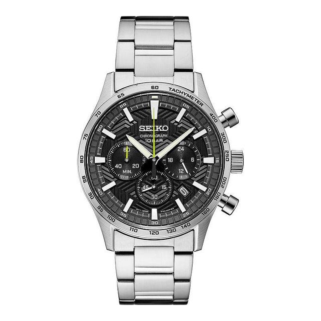 Seiko Essentials Mens Chronograph Stainless Steel Black Dial Watch - SSB413 Product Image