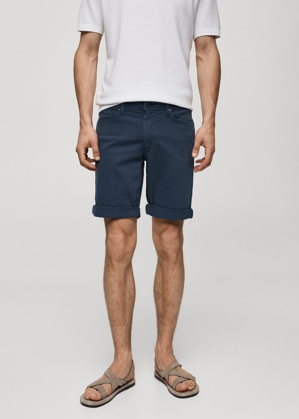 MANGO MAN - Slim-fit denim bermuda shorts indigo blueMen Product Image