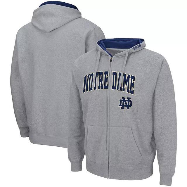 Mens Colosseum Heathered Gray Notre Dame Fighting Irish Arch & Logo 3.0 Full-Zip Hoodie Product Image