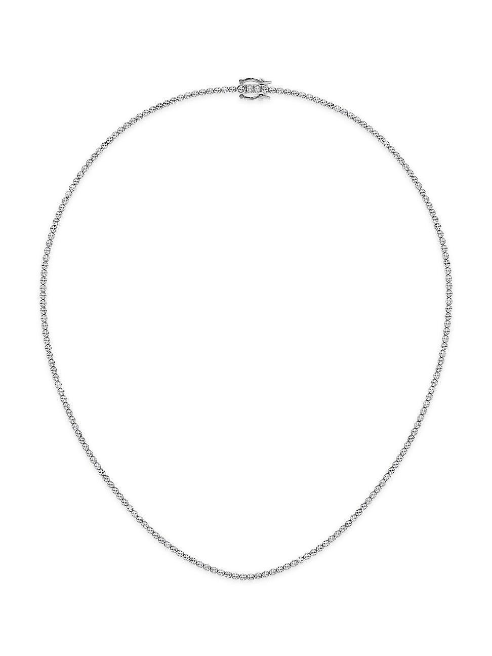 Womens Platinum & Lab-Grown Diamond Tennis Necklace Product Image