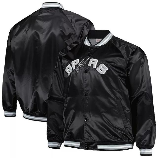 Mens Mitchell & Ness San Antonio Spurs Big & Tall Hardwood Classics Wordmark Satin Raglan Full-Zip Jacket Product Image