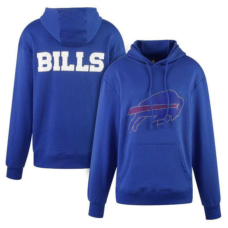 Womens Cuce Royal Buffalo Bills Rhinestone Logo Wordmark Pullover Hoodie Product Image