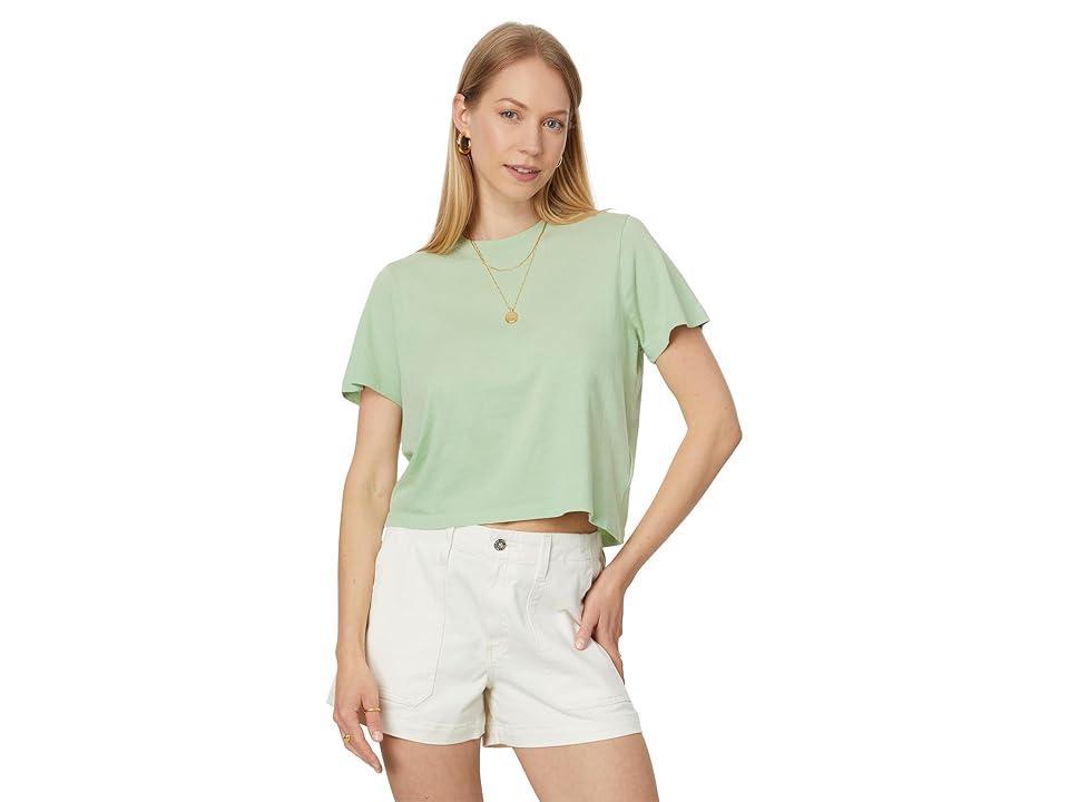 Madewell Softfade Cotton Boxy-Crop Tee (Sunfaded Mint) Women's T Shirt Product Image