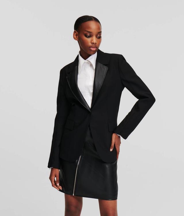 FAUX-LEATHER LAPEL BLAZER Product Image