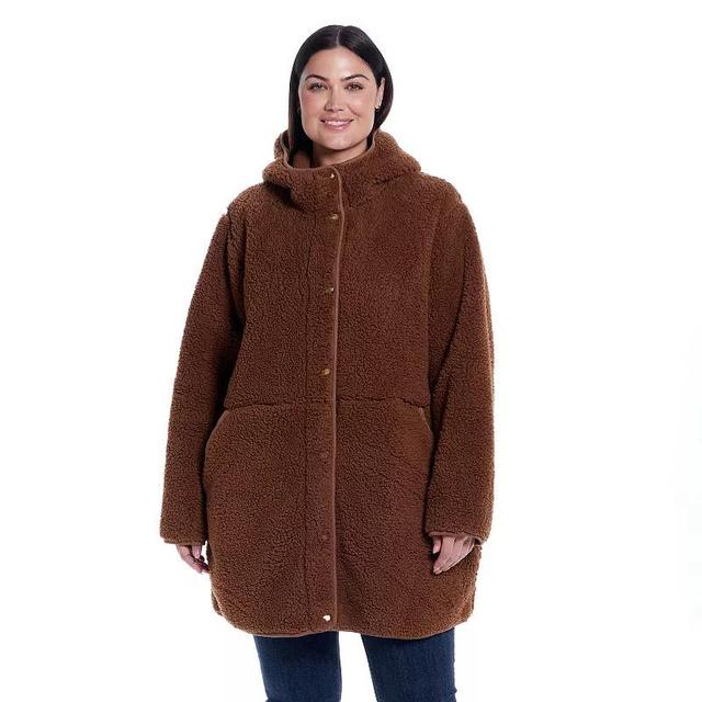 Plus Size Weathercast Hooded Sherpa Fleece Jacket, Womens Product Image