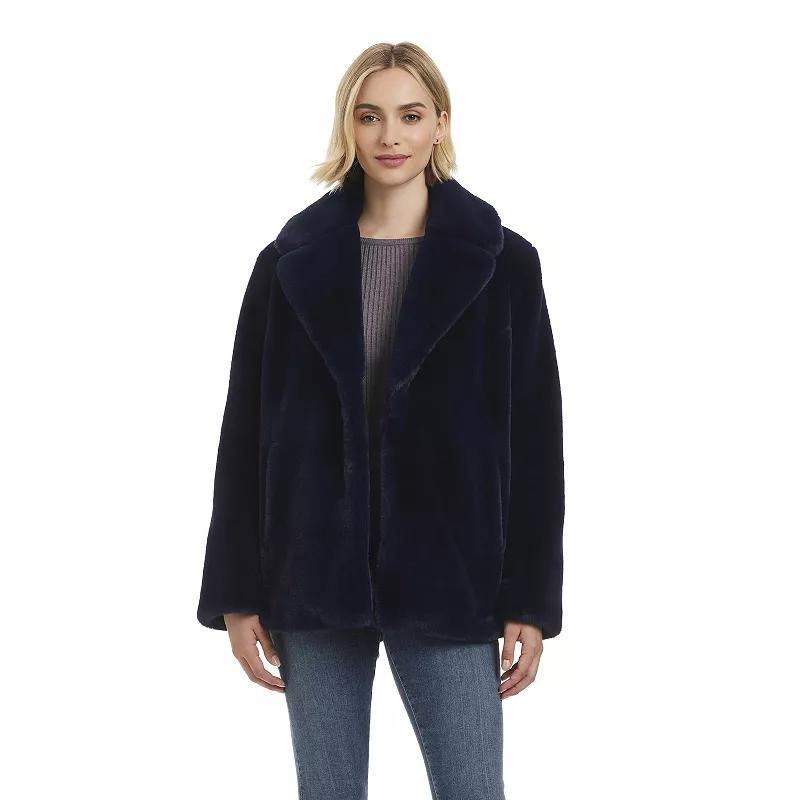 Womens Draper James Faux Fur Coat Nassau Blue Product Image