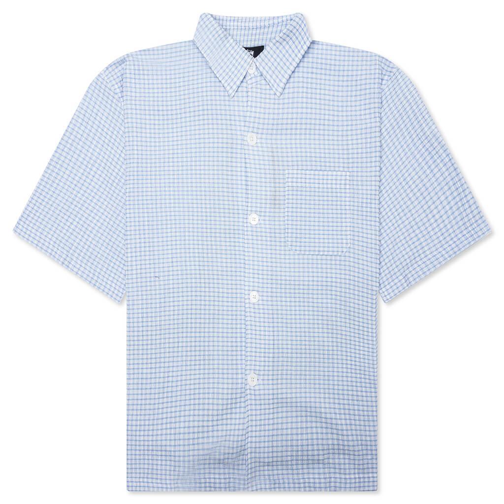 Flat Bottom Crinkled Shirt - Blue Check Male Product Image